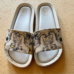 Mel Dreamed By Melissa Girls Size 1 Unicorn Slip-on Slide Sandals Shoes